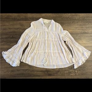 Listicle Womens Top Size M Pink Ruffle Tiered Tassel Boho